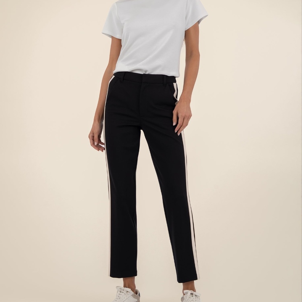 Kut from the Kloth Fay High Rise Straight Leg Size 1010 / Black/Ivory